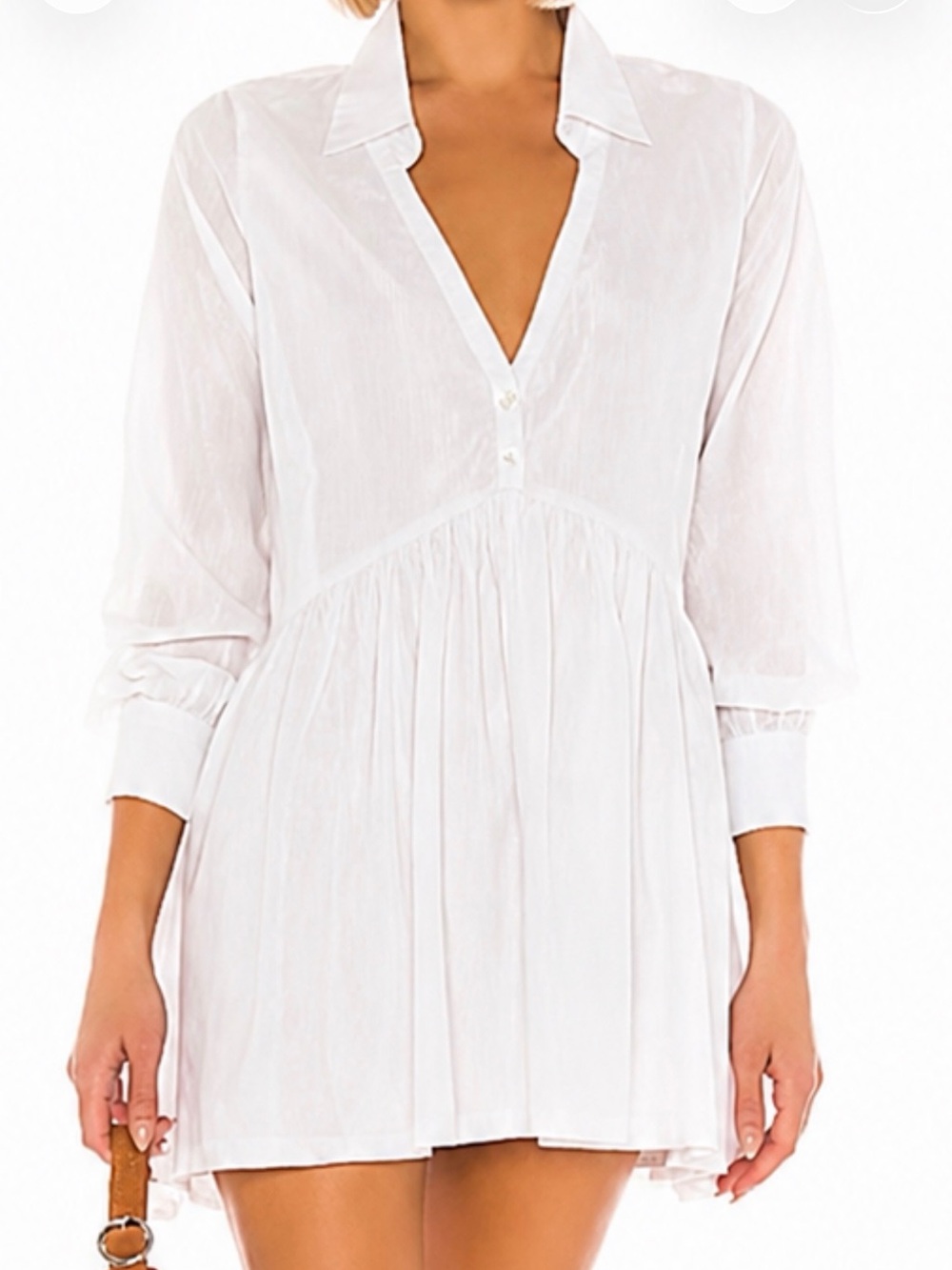 Cleobella White Lightweight Button-Front Shirt